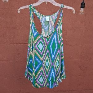 Tank Top Green W. Multicolor Detail